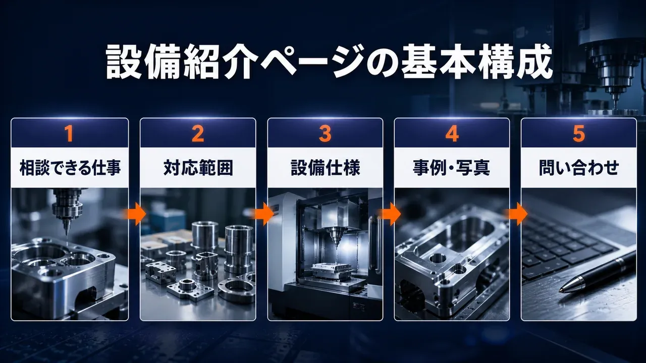 製造業の設備紹介ページを相談できる仕事から問い合わせまで組み立てる基本構成