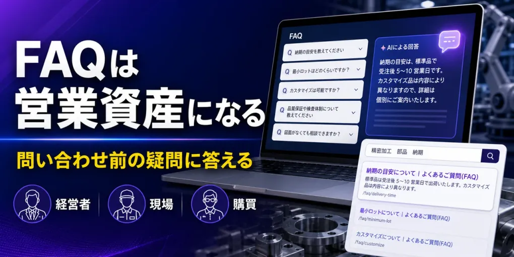 製造業のFAQページSEO｜問い合わせ前の疑問を先回りして商談化率を上げる
